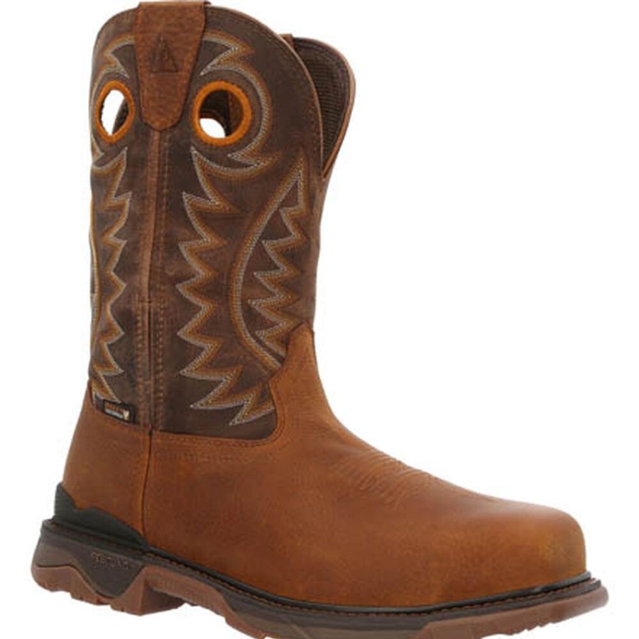 Men Rocky Boots Western | Rocky Carbon 6 Carbon Toe Waterproof Pull-On Western Boot Brown