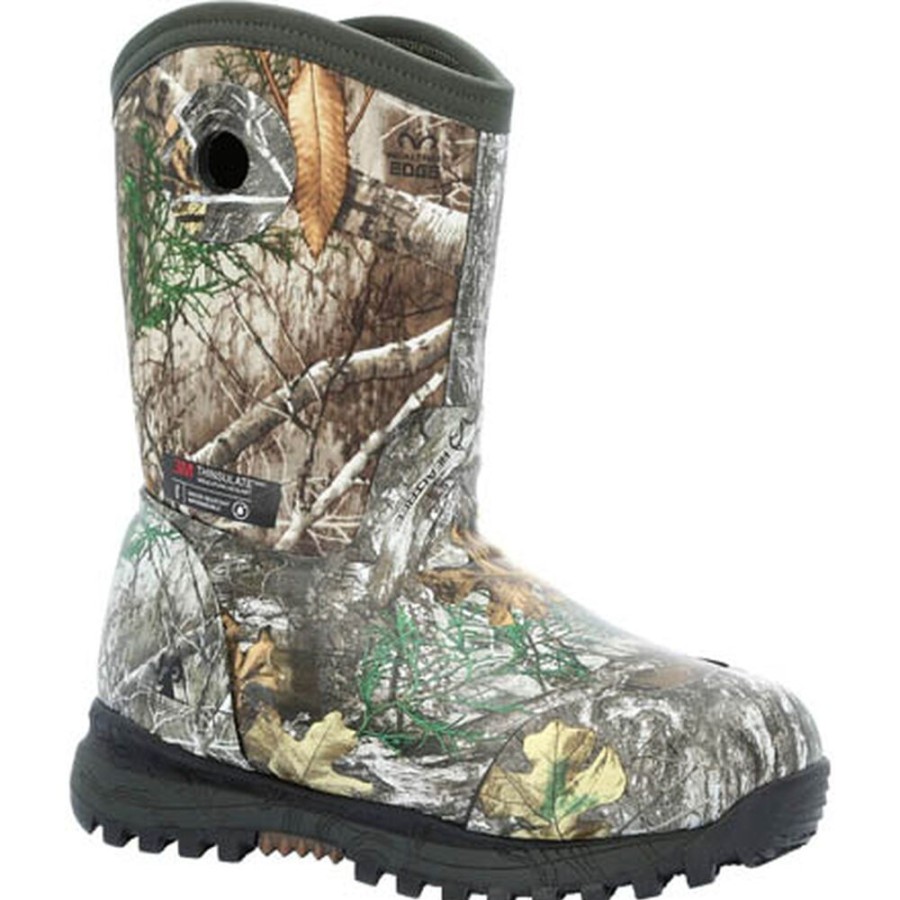 Kids Rocky Boots Outdoor | Rocky Spike Little Kid Waterproof 400G Insulated Rubber Boot Realtree Edge