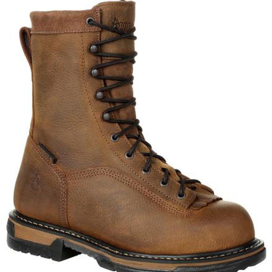 Men Rocky Boots Work | Rocky Ironclad Steel Toe Waterproof Work Boot Brown