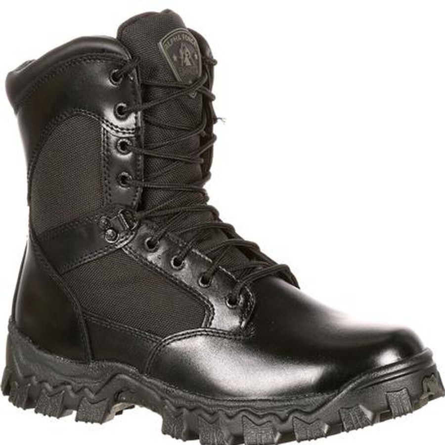 Men Rocky Boots Public Service | Rocky Alpha Force Waterproof Public Service Boot Black