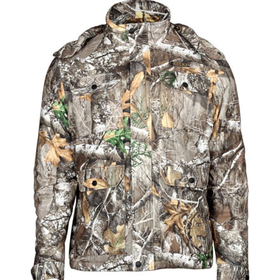 Men Rocky Boots Jackets | Rocky Waterproof Hunting Jacket With Scent Iq Atomic Realtree Edge