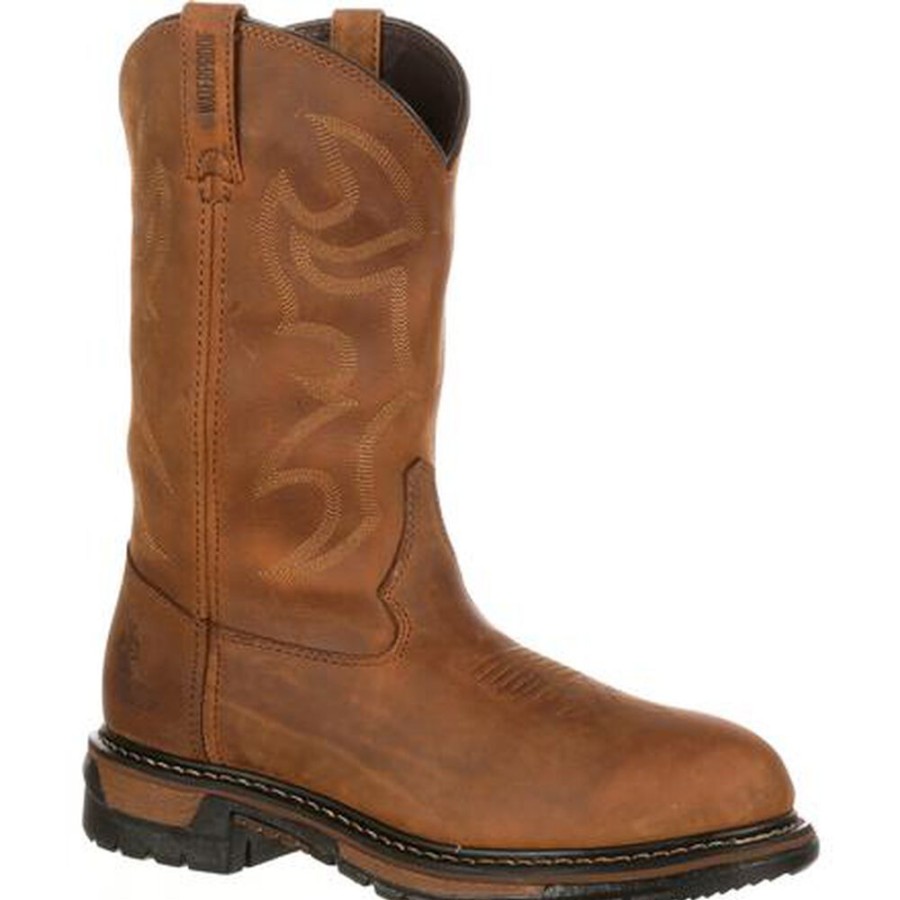 Men Rocky Boots Western | Rocky Original Ride Branson Roper Waterproof Western Boots Aztec Crazy Horse