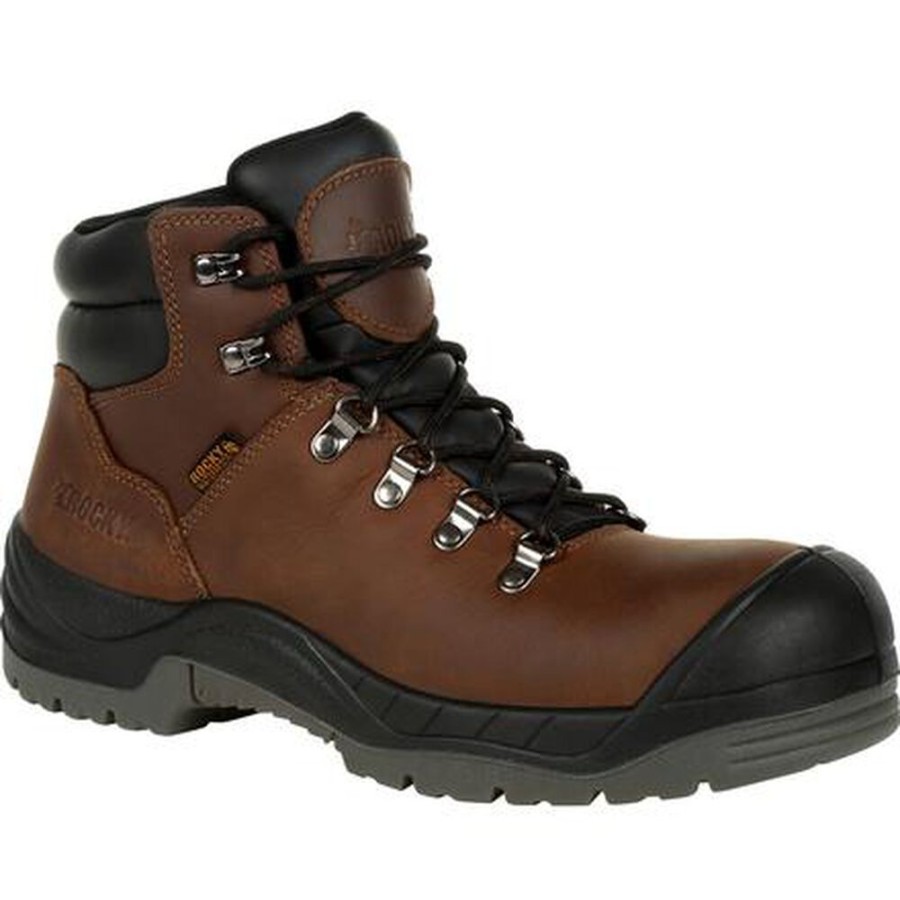 Men Rocky Boots Work | Rocky Worksmart Composite Toe Waterproof Work Boot Brown