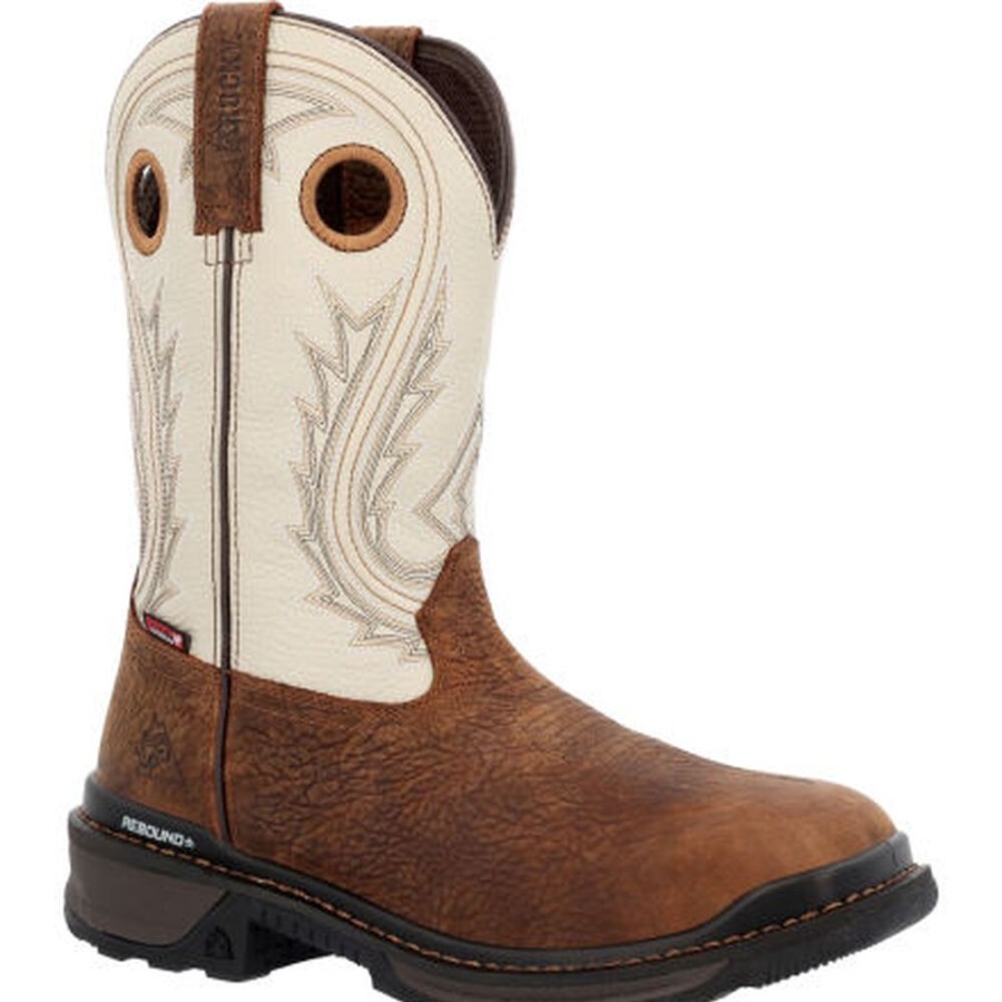 Men Rocky Boots Western | Rocky Rams Horn Waterproof Composite Toe Work Boot Taupe