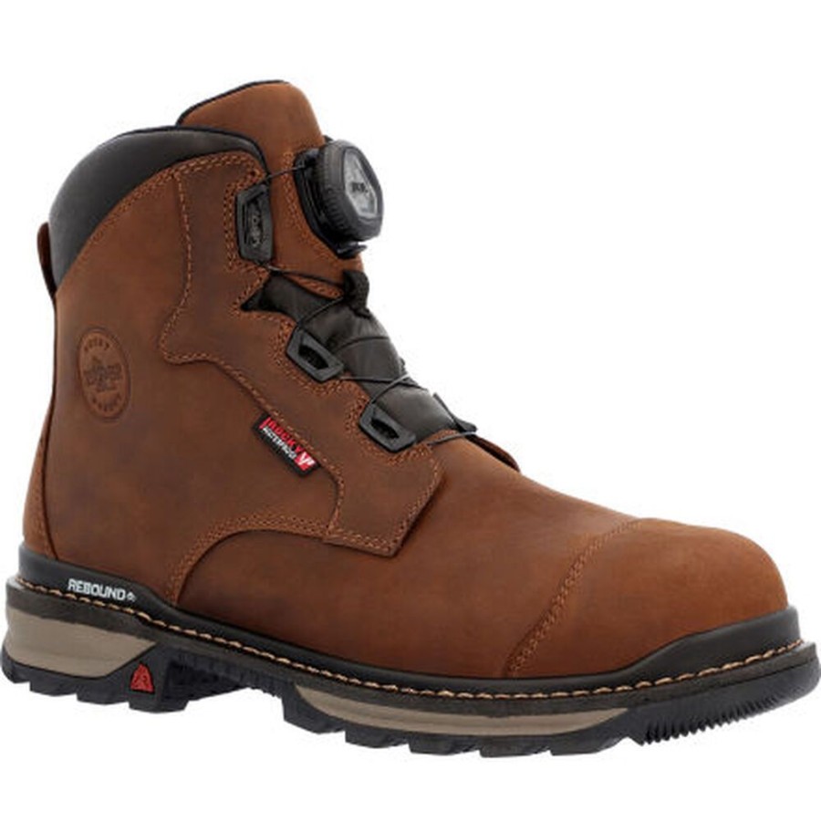 Men Rocky Boots Work | Rocky Rams Horn Boa Composite Toe Waterproof Work Boot Crazy Horse