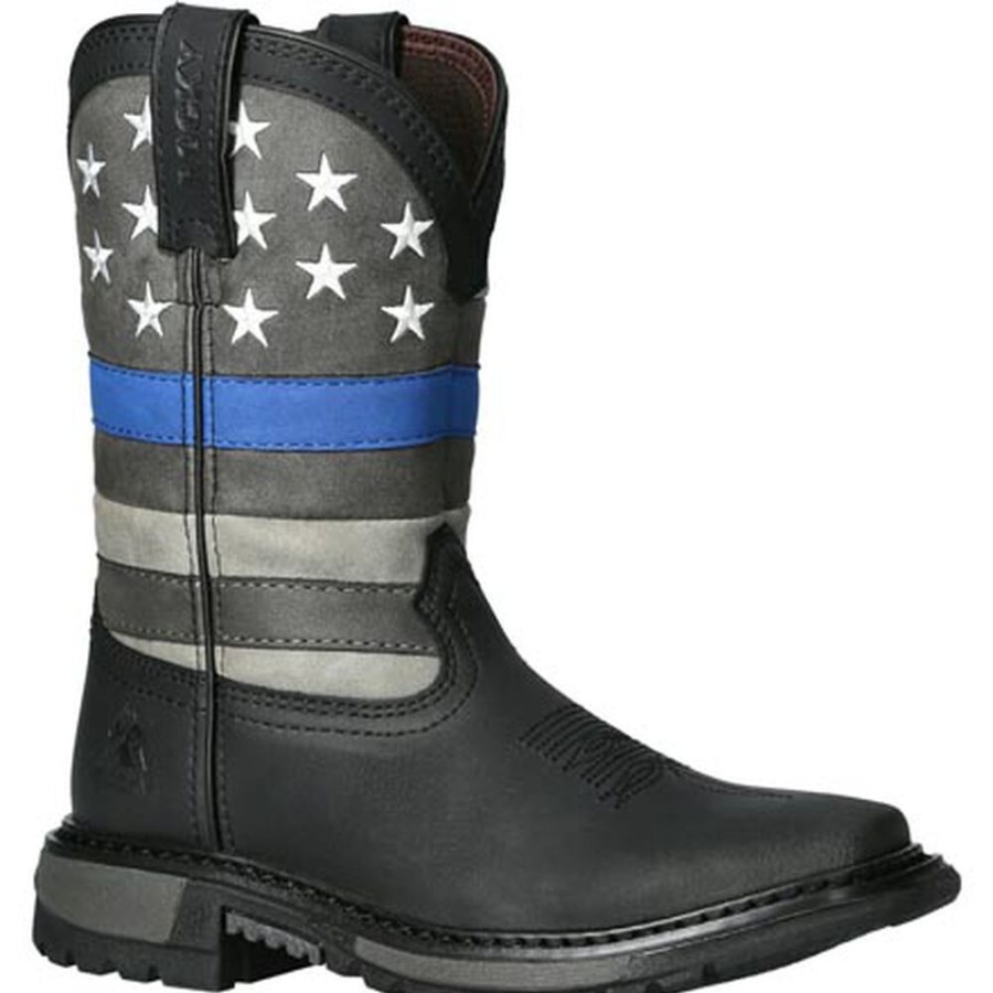 Kids Rocky Boots Western | Rocky Blue Line Kid Western Boot Black Blue