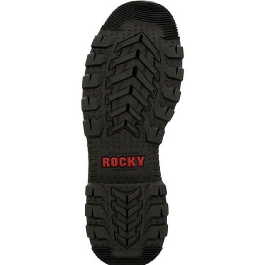 Men Rocky Boots Work | Rocky Rams Horn Lace To Toe Waterproof Work Boot Black