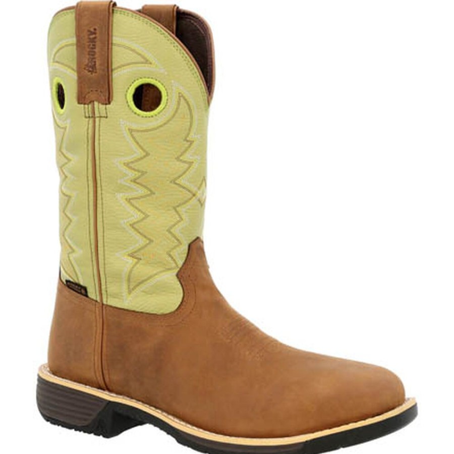 Men Rocky Boots Western | Rocky Rugged Trail Waterproof Western Boot Brown