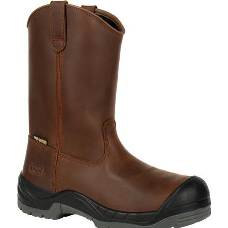 Men Rocky Boots Work | Rocky Worksmart Composite Toe Internal Met Guard Waterproof Work Boot Brown