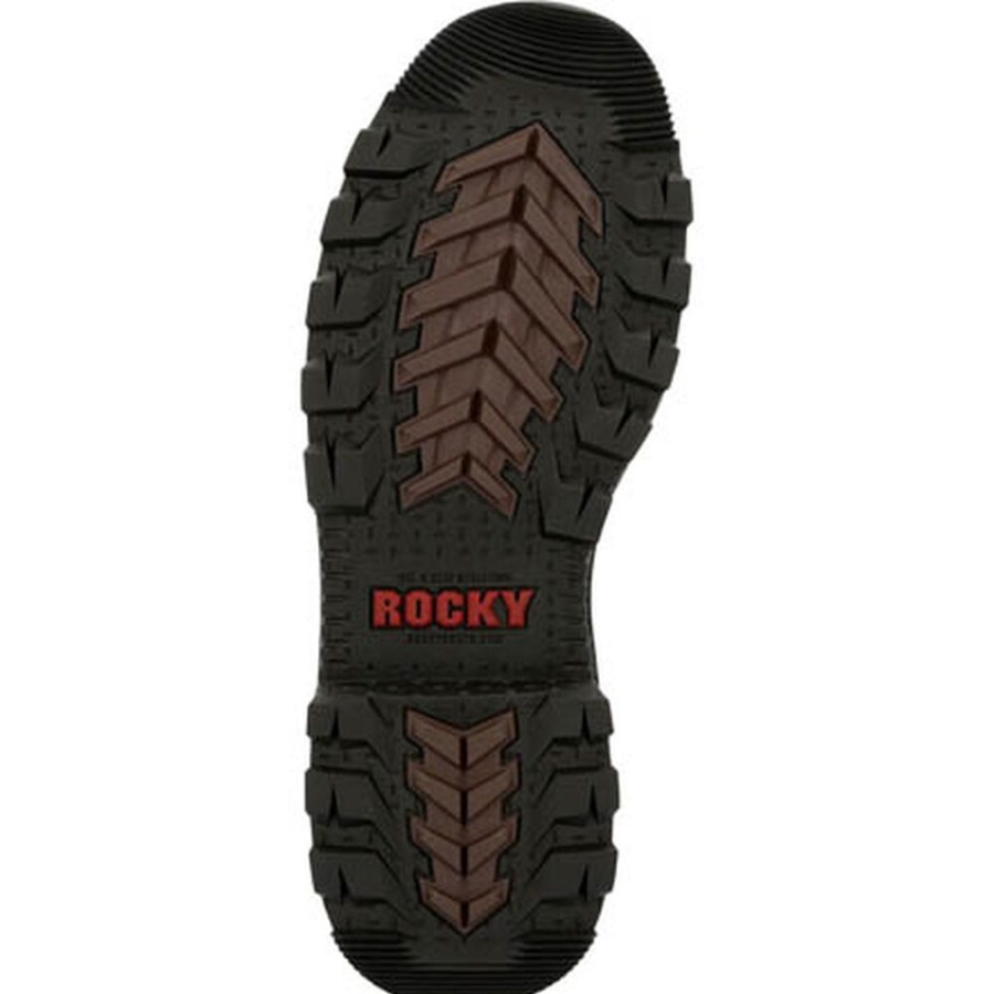 Men Rocky Boots Work | Rocky Rams Horn Lace To Toe Waterproof Work Boot Dark Brown