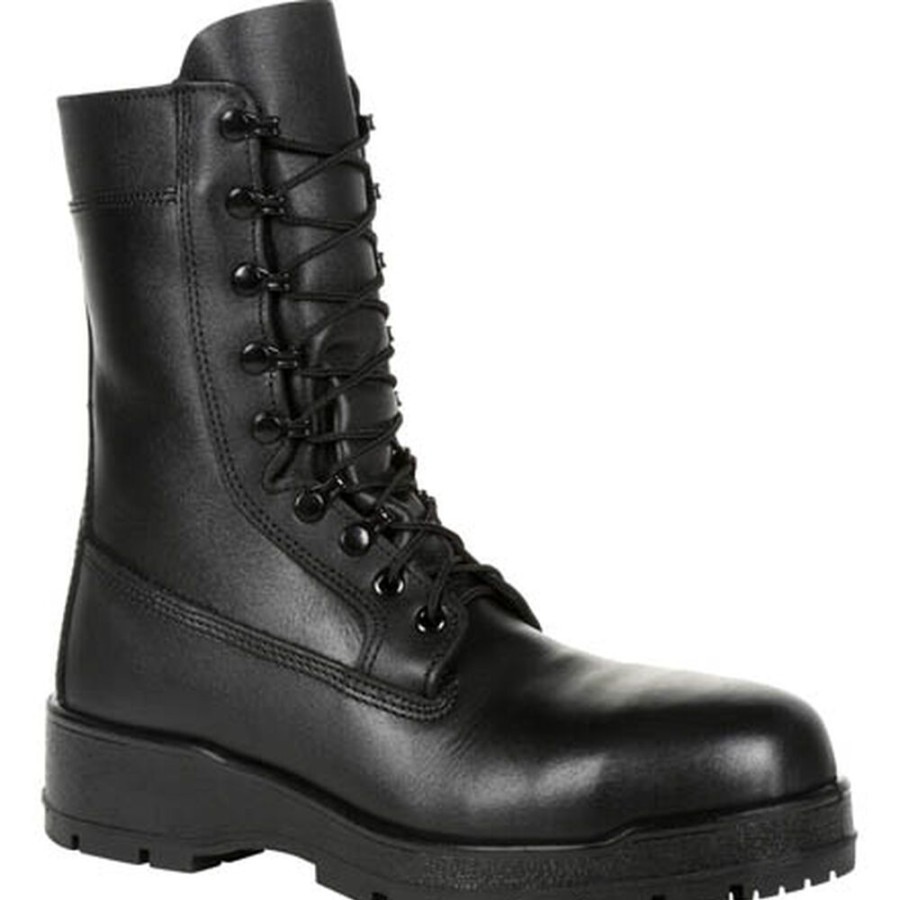 Men Rocky Boots Public Service | Rocky Women'S Navy Inspired 9" Steel Toe Boot Black