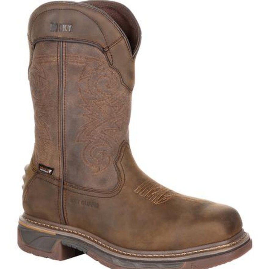 Men Rocky Boots Western | Rocky Square Toe Western Boot With Tpu Heel Counter Distressed Brown