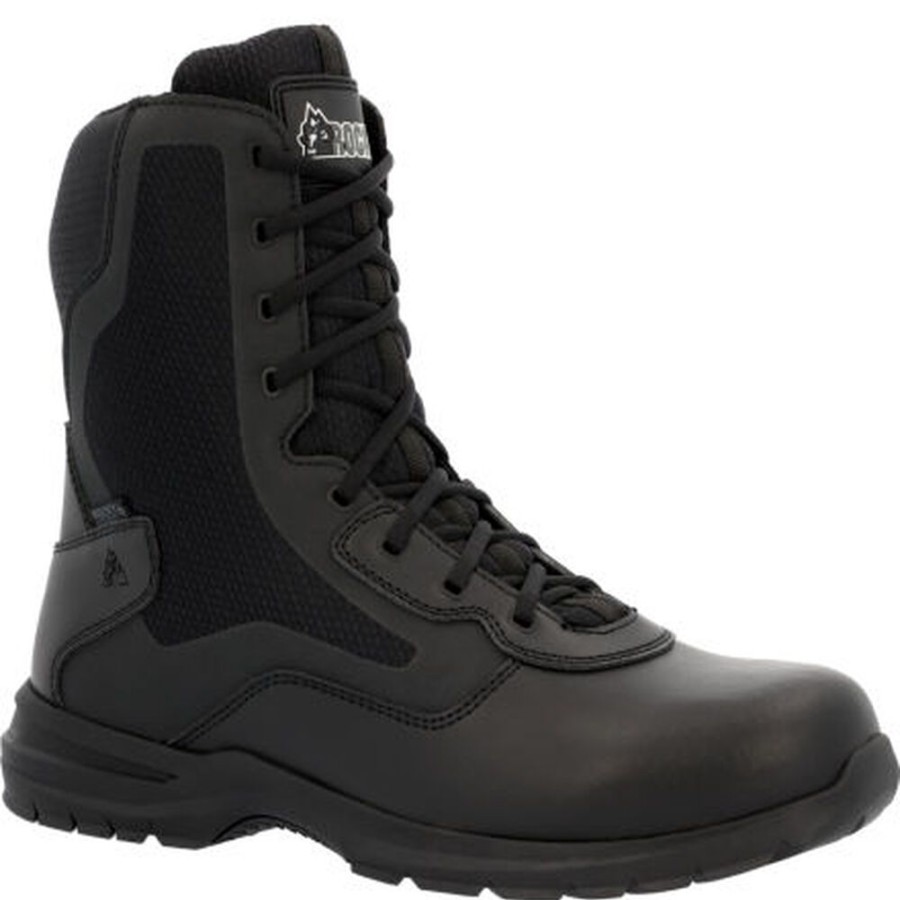 Men Rocky Boots Public Service | Rocky Cadet 8" Side Zip Public Service Boot Black