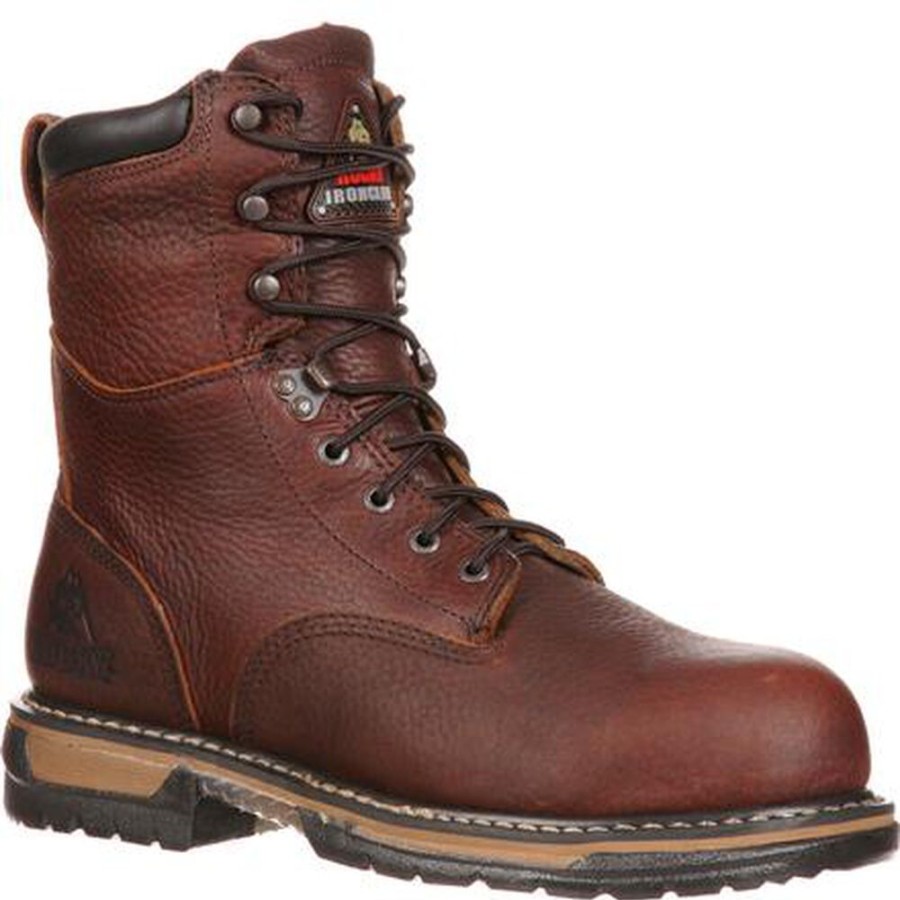 Men Rocky Boots Work | Rocky Ironclad Waterproof Work Boot Brown