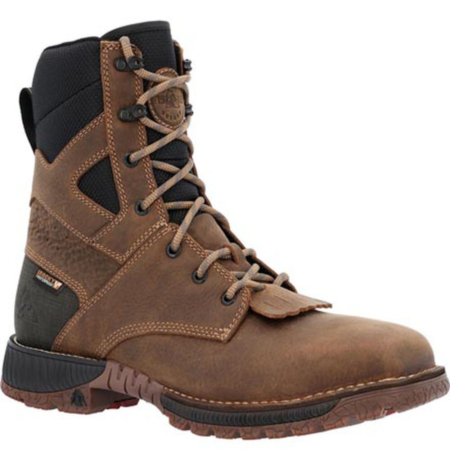 Men Rocky Boots Western | Rocky Hi-Wire 8" Composite Toe Western Boot Dark Earth