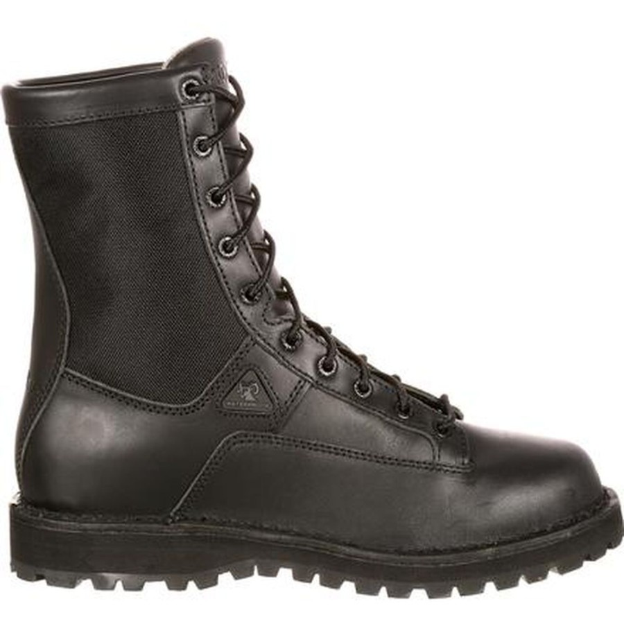 Men Rocky Boots Public Service | Rocky Portland Lace-To-Toe Waterproof Public Service Boots Black