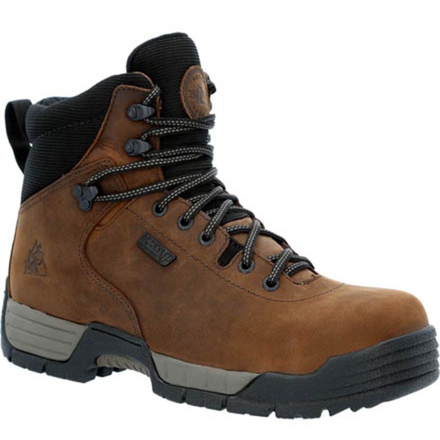 Men Rocky Boots Work | Rocky Mobilite Composite Toe Waterproof Work Boots Dark Brown