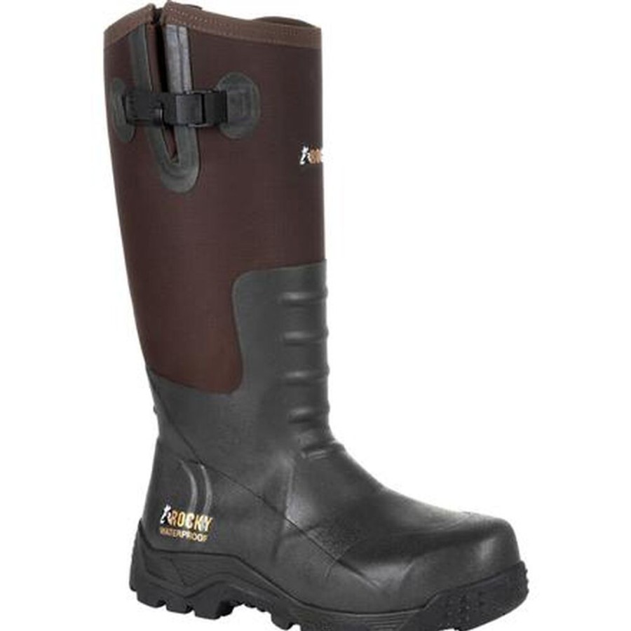 Men Rocky Boots Outdoor | Rocky Sport Pro Pull-On Rubber Snake Boot Brown