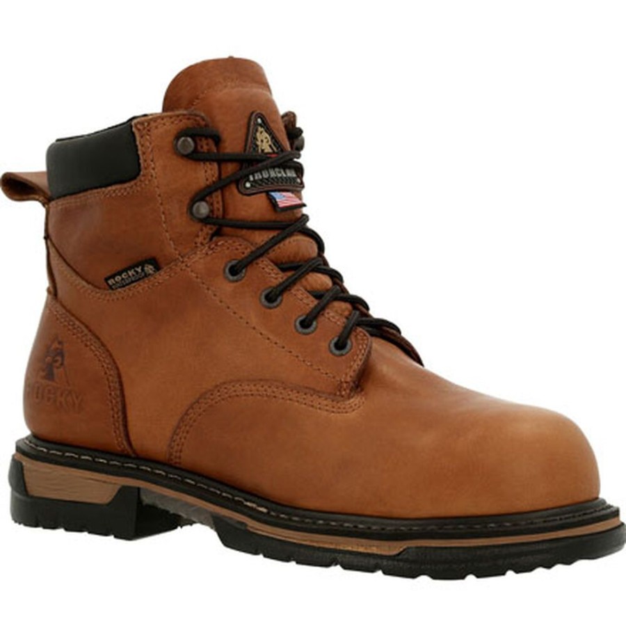 Men Rocky Boots Work | Rocky Ironclad Steel Toe Waterproof Work Boots Brown