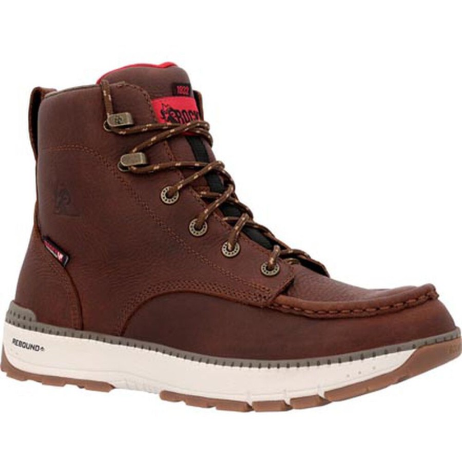 Men Rocky Boots Work | Rocky Rebound Wedge Waterproof Composite Toe Work Boot Tobacco