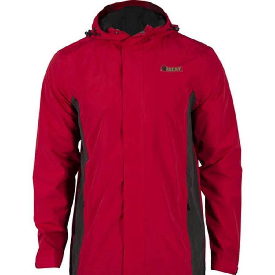 Men Rocky Boots Jackets | Rocky Prohunter Rain Jacket With Hood Biking Red