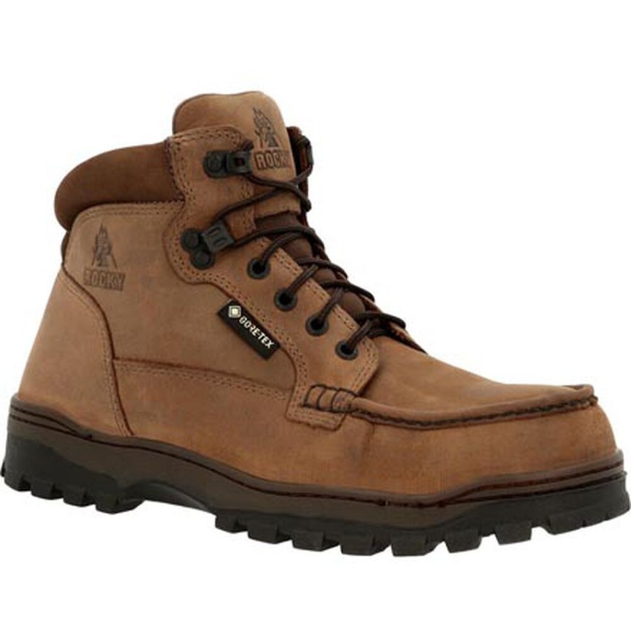 Men Rocky Boots Work | Rocky Outback Gore-Tex® Waterproof Steel Toe Work Boot Light Brown