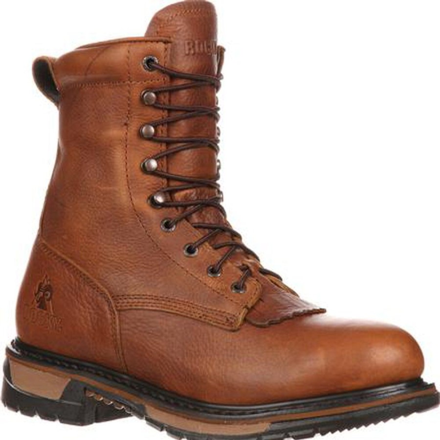 Men Rocky Boots Western | Rocky Original Ride Lacer Waterproof Western Boots Tan Pitstop