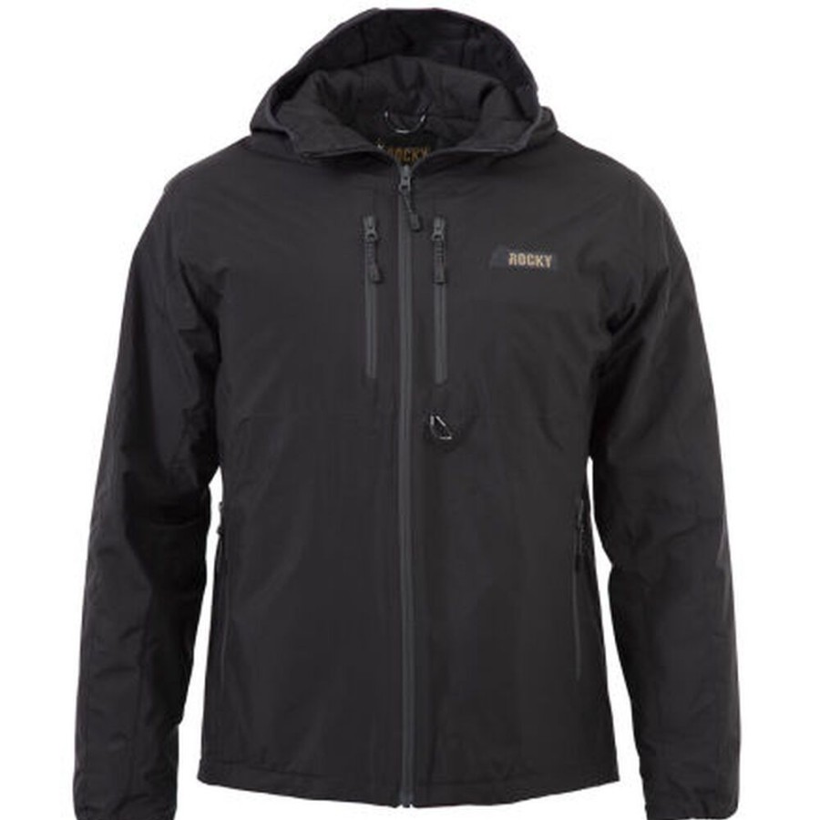 Men Rocky Boots Jackets | Rocky Rugged 80G Insulated Hooded Jacket Black