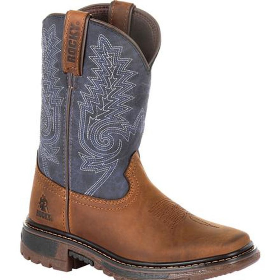 Kids Rocky Boots Western | Rocky Kids' Ride Flx Western Boot Denim Brown