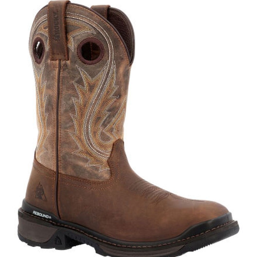 Men Rocky Boots Western | Rocky Rams Horn Western Boot Dark Brown