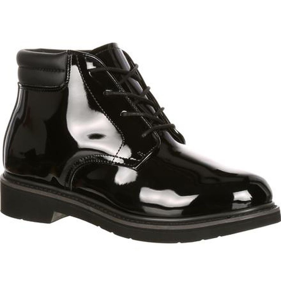 Men Rocky Boots Public Service | Rocky Dress Leather High Gloss Chukka Black