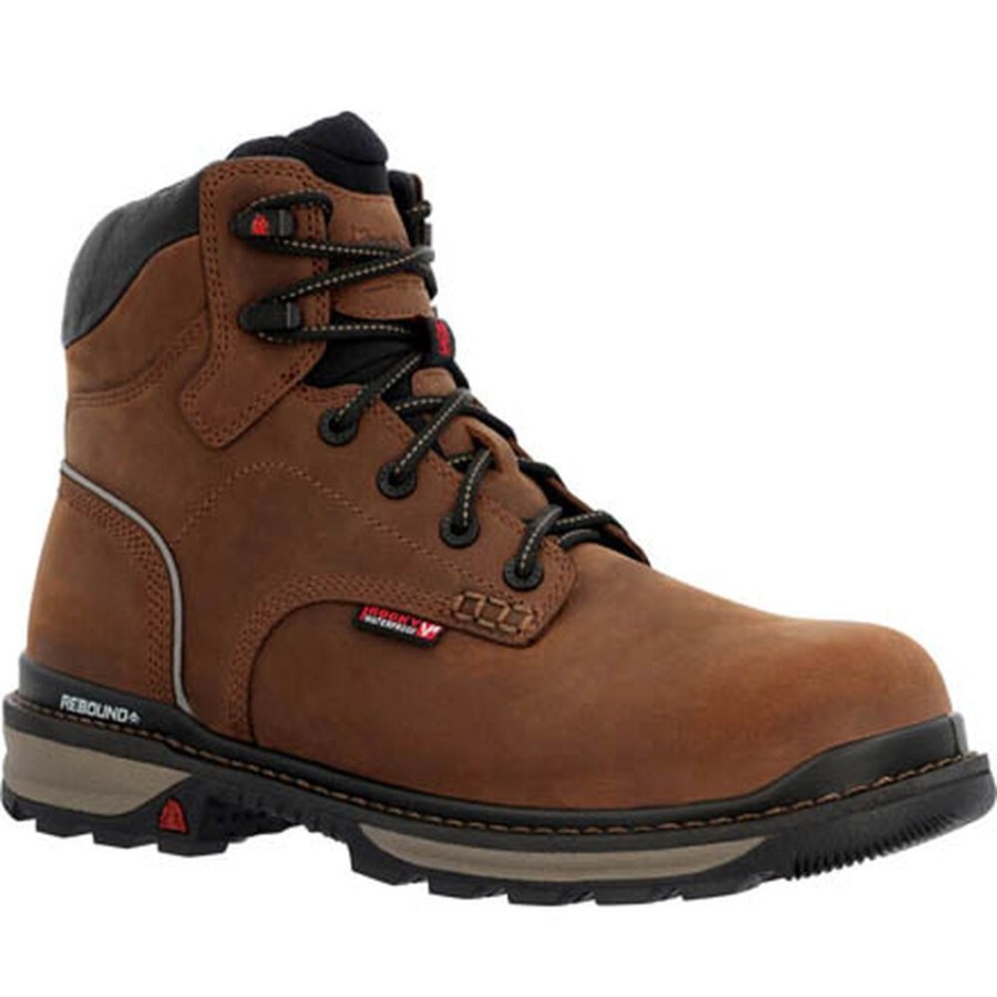 Men Rocky Boots Work | Rocky Rams Horn Waterproof Composite Toe Work Boot Crazy Horse