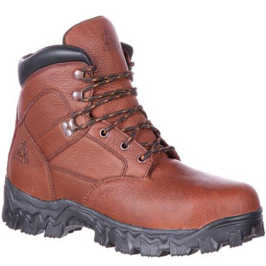 Men Rocky Boots Work | Rocky Alpha Force Steel Toe Fully Puncture-Resistant Waterproof Work Boot Brown