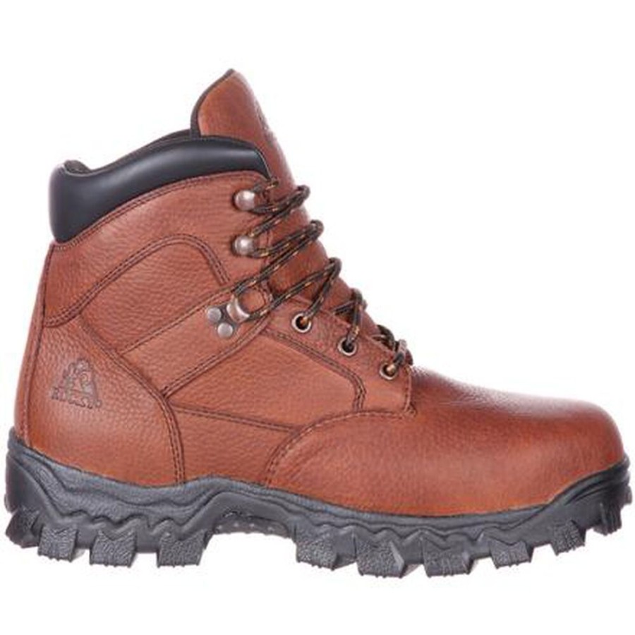 Men Rocky Boots Work | Rocky Alpha Force Steel Toe Fully Puncture-Resistant Waterproof Work Boot Brown