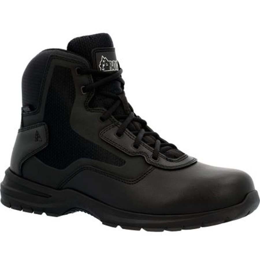 Men Rocky Boots Public Service | Rocky Cadet 6" Side Zip Public Service Boot Black