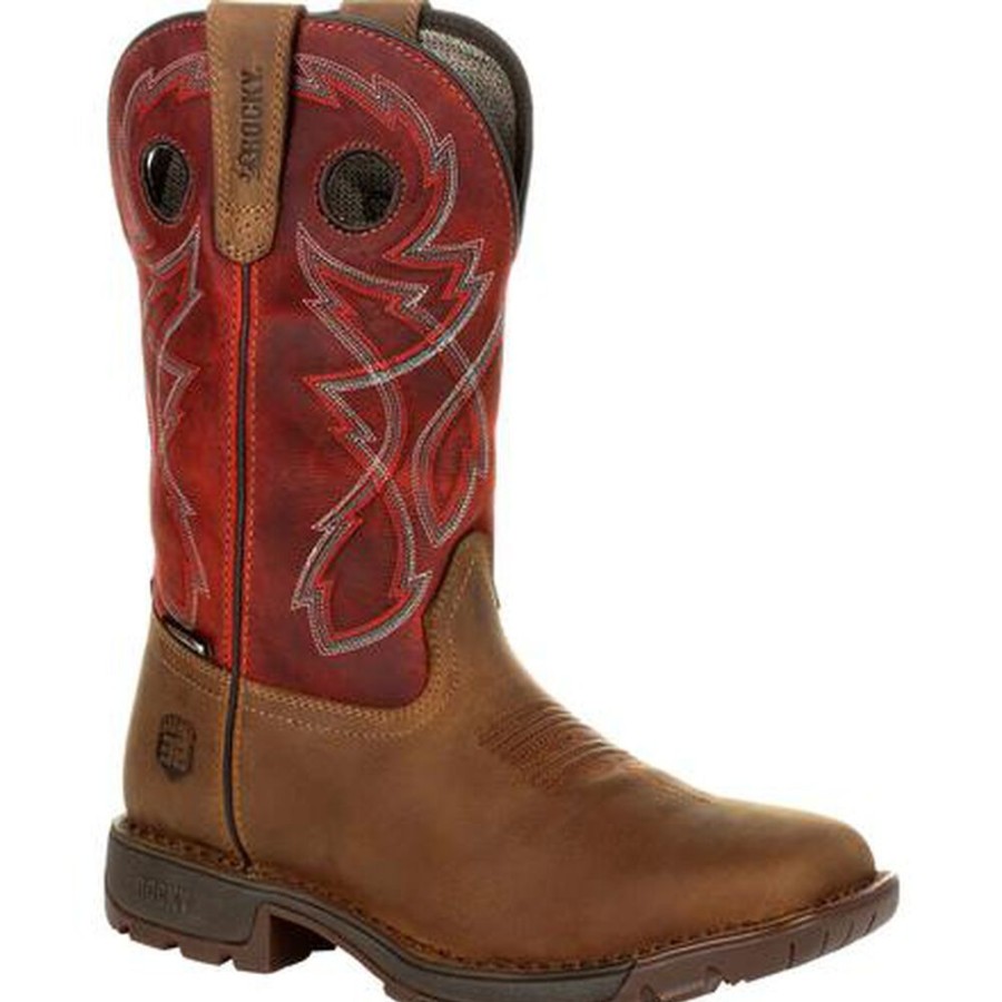 Men Rocky Boots Western | Rocky Legacy 32 Waterproof Western Boot Tan Red