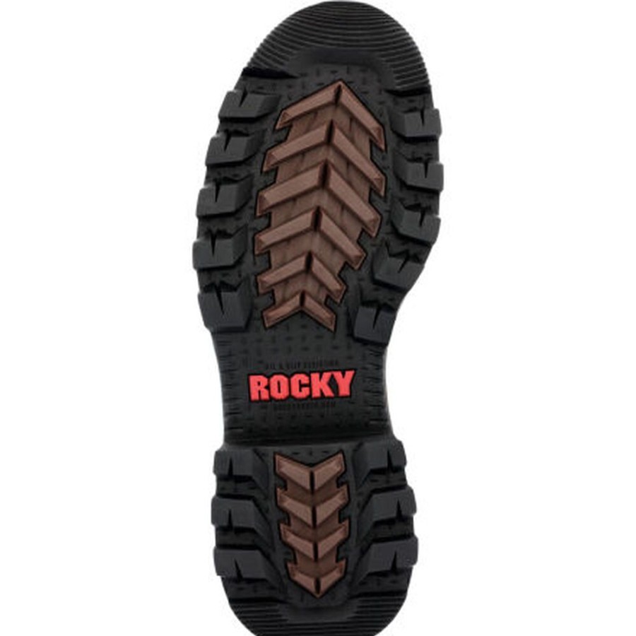 Men Rocky Boots Work | Rocky Rams Horn Logger Composite Toe Waterproof 400G Insulated Work Boot Brown