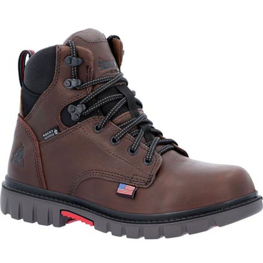 Men Rocky Boots Work | Rocky Worksmart Usa Waterproof Work Boot Brown