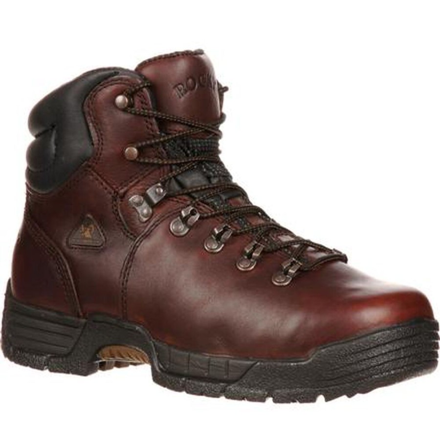 Men Rocky Boots Work | Rocky Mobilite Steel Toe Waterproof Work Boots Dark Brown