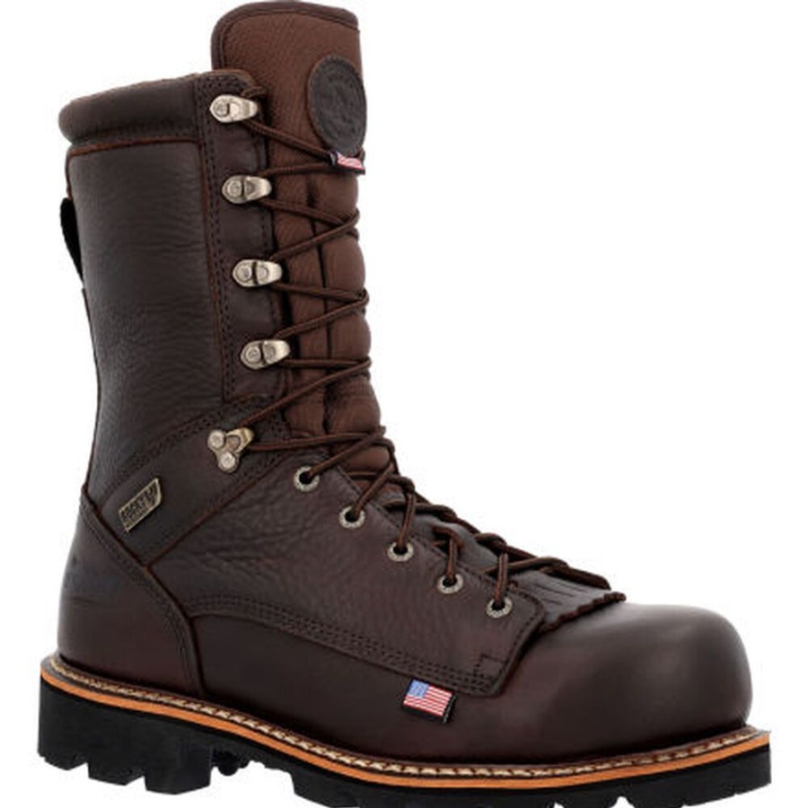 Men Rocky Boots Work | Rocky Elk Stalker Waterproof Composite Toe Work Boot Brown