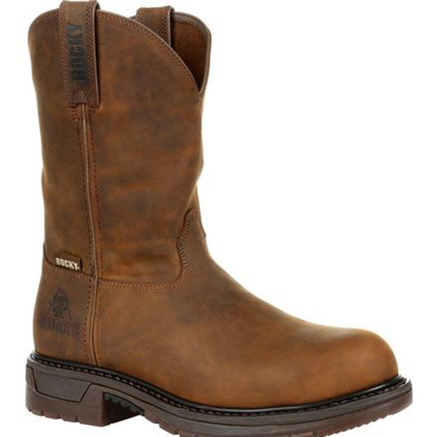 Men Rocky Boots Western | Rocky Original Ride Steel Toe Western Boot Brown