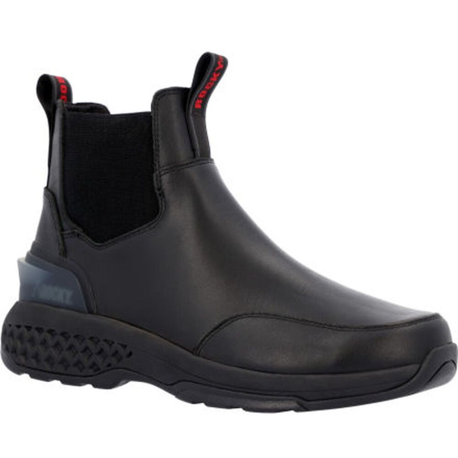 Men Rocky Boots Public Service | Rocky Code Red Station Slip-On Boot Black