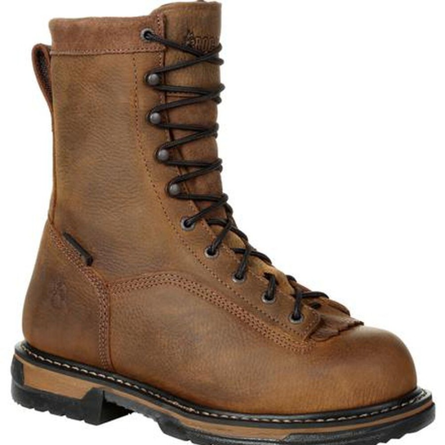 Men Rocky Boots Work | Rocky Ironclad Waterproof Work Boot Brown