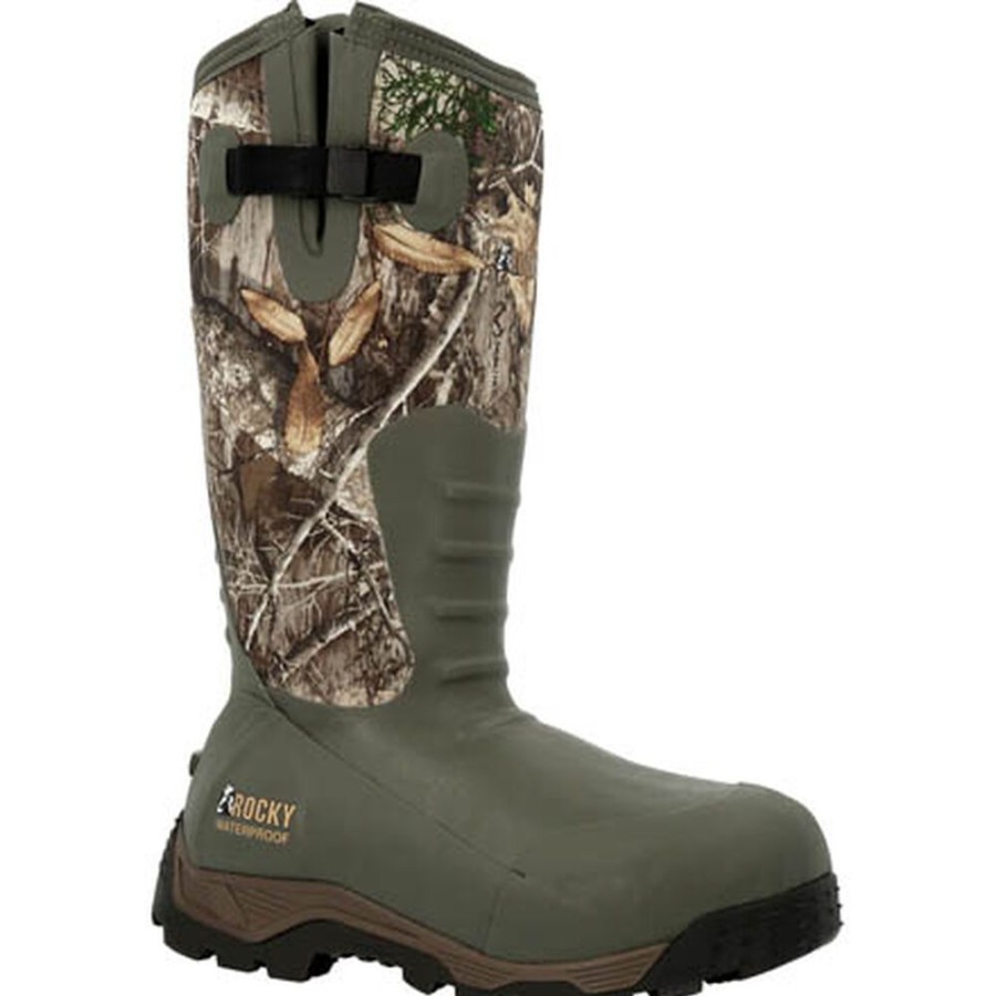 Men Rocky Boots Outdoor | Rocky Sport Pro Rubber 1200G Insulated Waterproof Outdoor Boot Realtree Edge