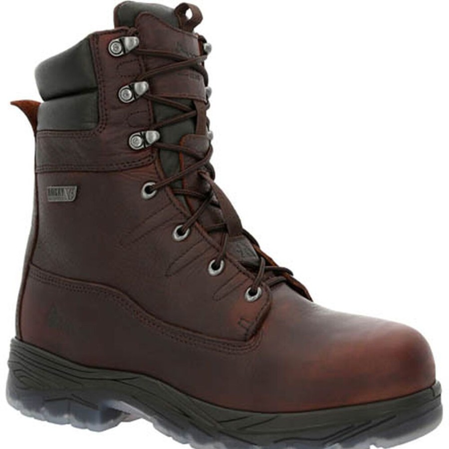 Men Rocky Boots Work | Rocky Forge 8 Inch Composite Toe Waterproof Work Boot Brown