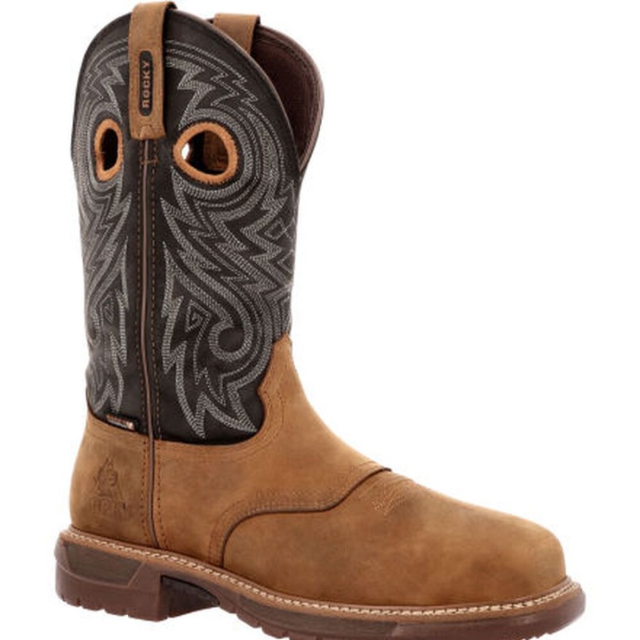 Men Rocky Boots Western | Rocky Original Ride Flx Waterproof Composite Toe Western Boot Brown