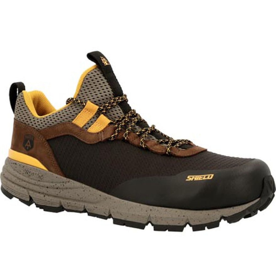 Men Rocky Boots Work | Rocky Rugged At Composite Toe Work Sneaker Black And Brown