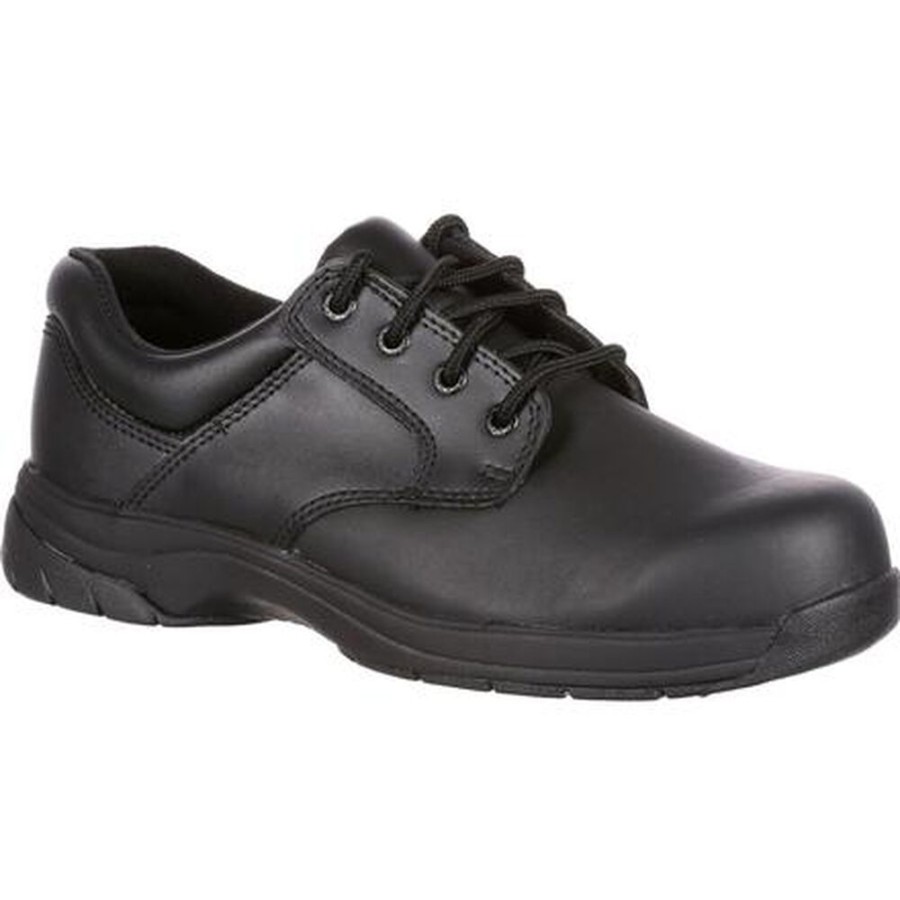 Men Rocky Boots Public Service | Rocky Slipstop 911 Plain Toe Oxford Shoe Black