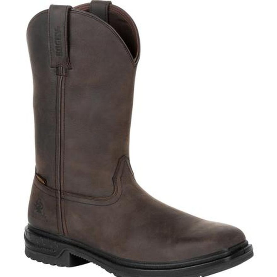 Men Rocky Boots Western | Rocky Worksmart Composite Toe Waterproof Western Boot Chocolate