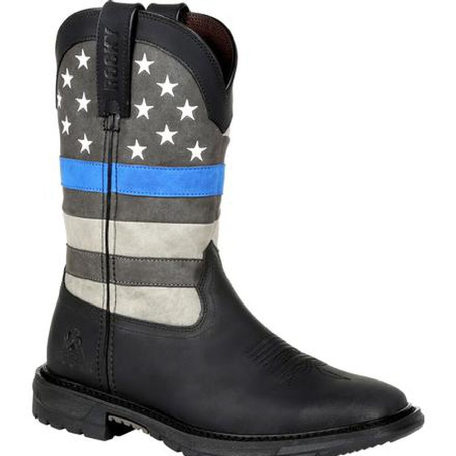 Women Rocky Boots Western | Rocky Blue Line Women'S Western Boot Black Blue